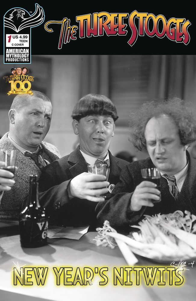 Three Stooges New Years Nitwits #1 Cover C Black & White Photo