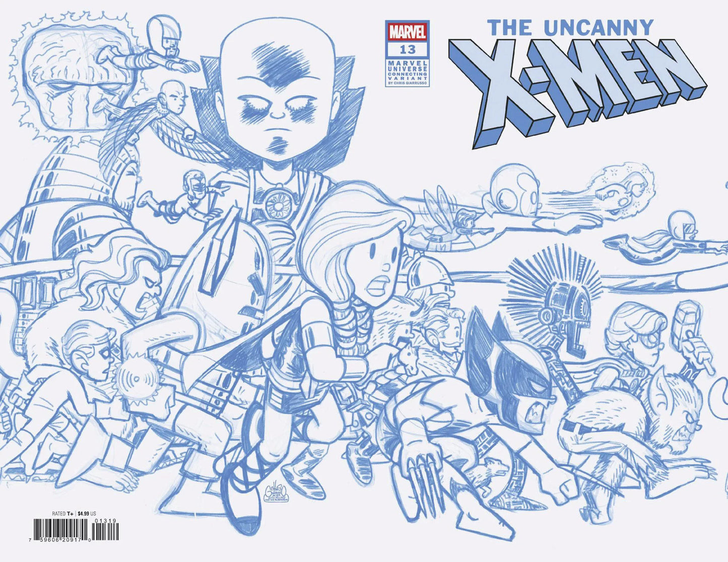 Uncanny X-Men #13 - Chris Giarrusso Marvel Universe Connecting - Blue Line Sketch Wrap Variant N
