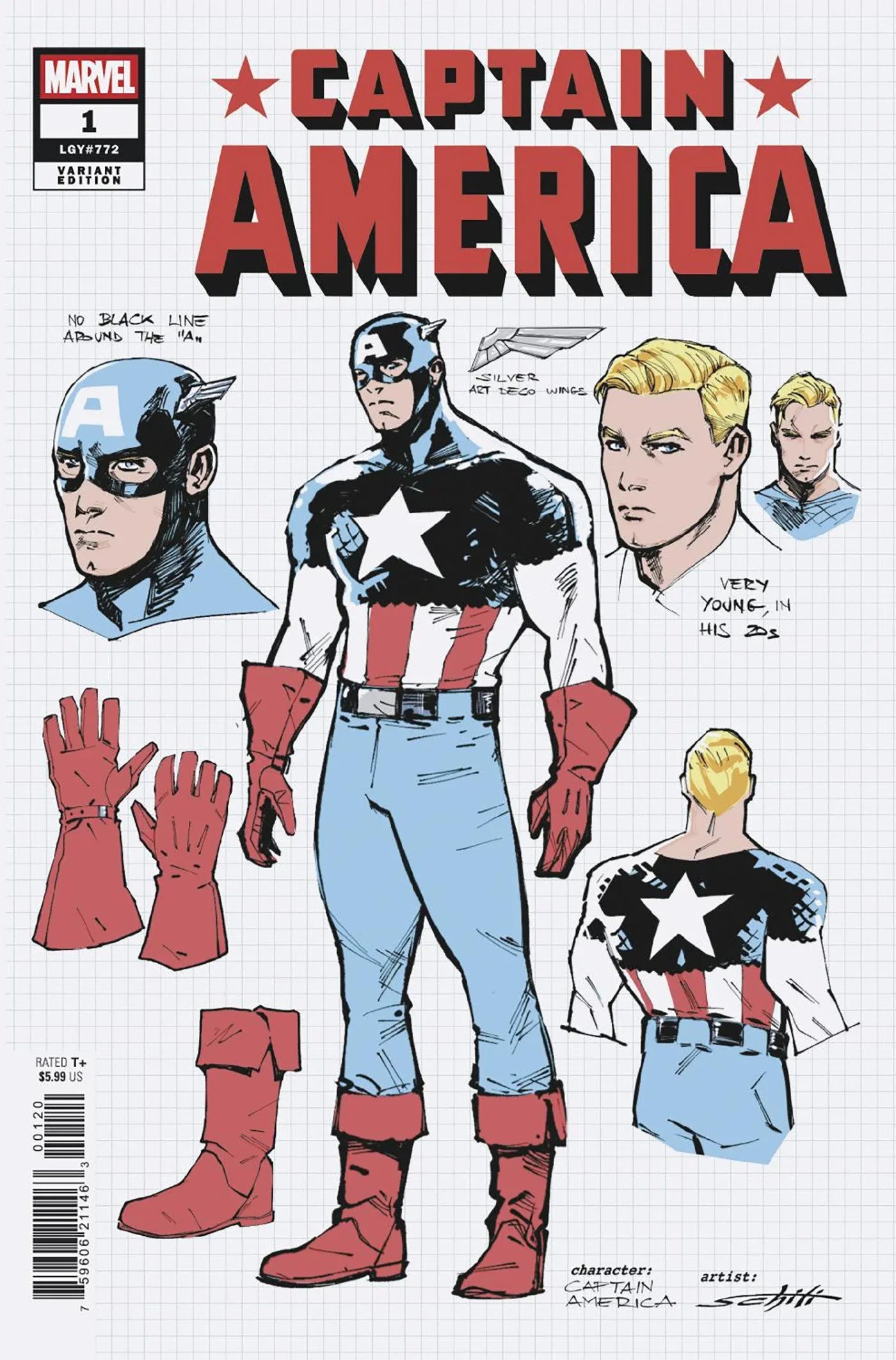 Captain America #1 - Valerio Schiti Design Variant