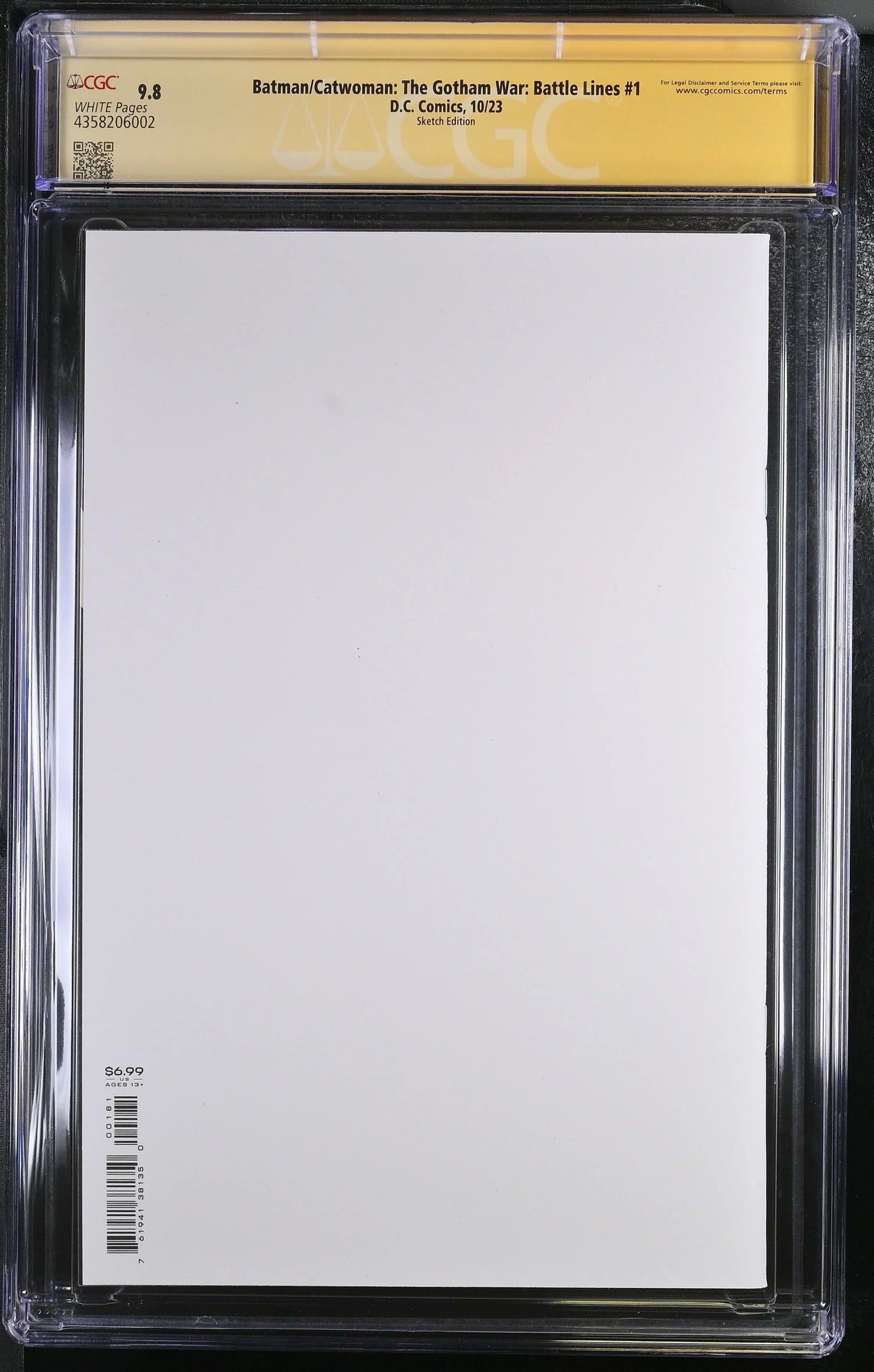 Batman/Catwoman: The Gotham War: Battle Lines #1 Sketch Edition CGC Signature Series 9.8 (Original Sketch by Sean Gordon Murphy)