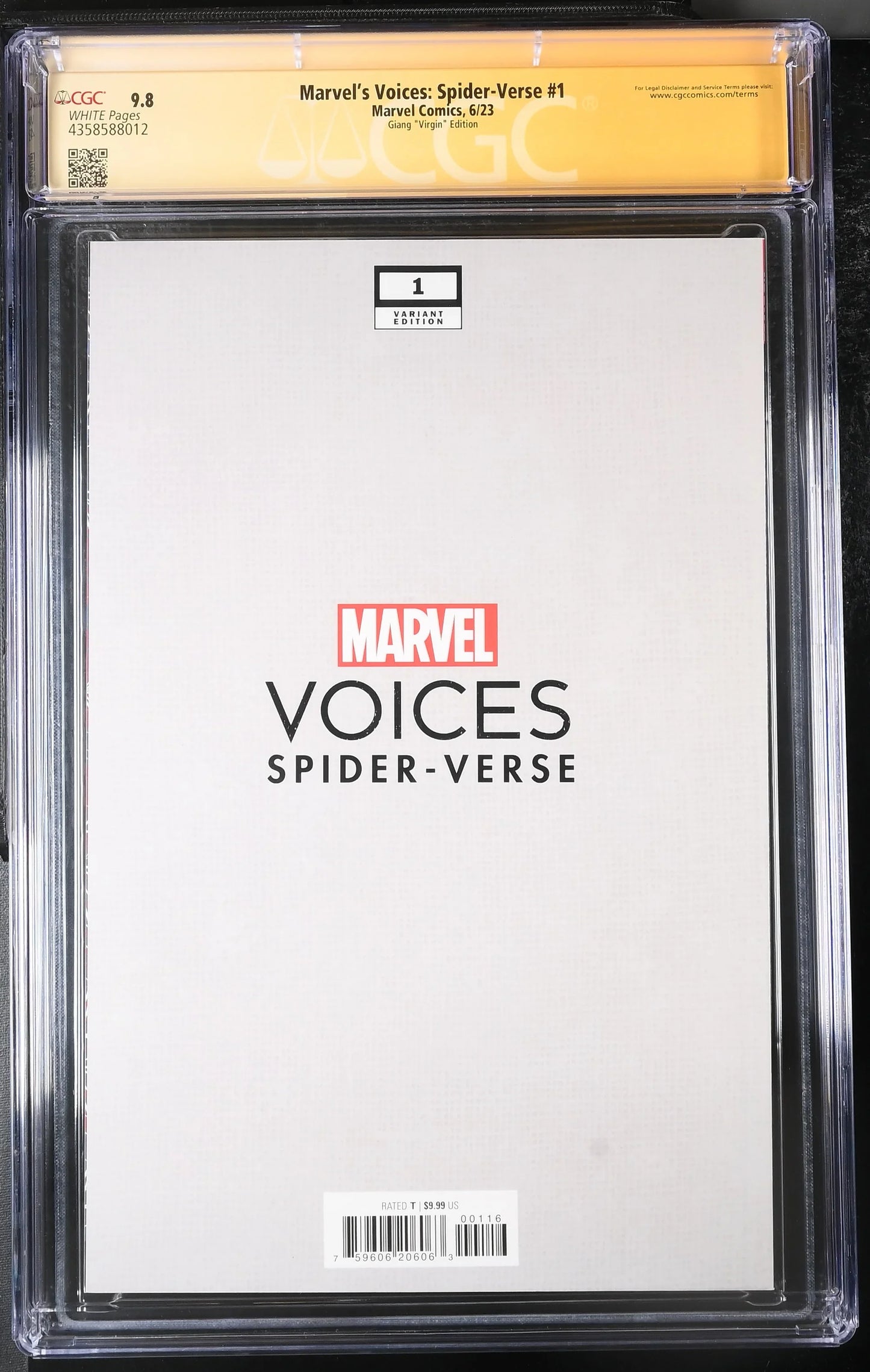 Marvel's Voices: Spider-Verse #1 John Giang Virgin Variant Edition CGC Signature Series Remarked 9.8