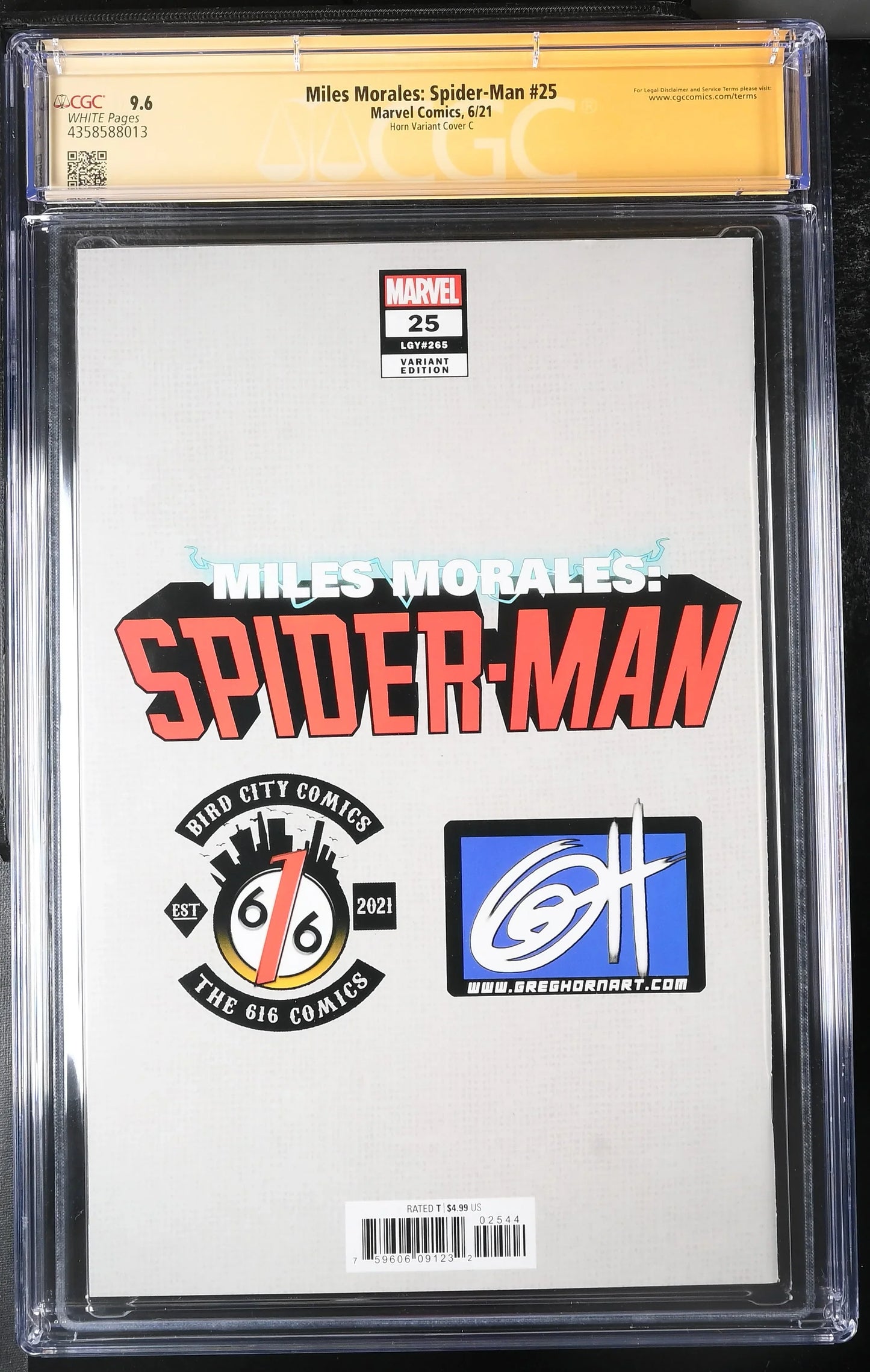 Miles Morales: Spider-Man #25 Greg Horn Rookie Card Variant Edition CGC Signature Series 9.6
