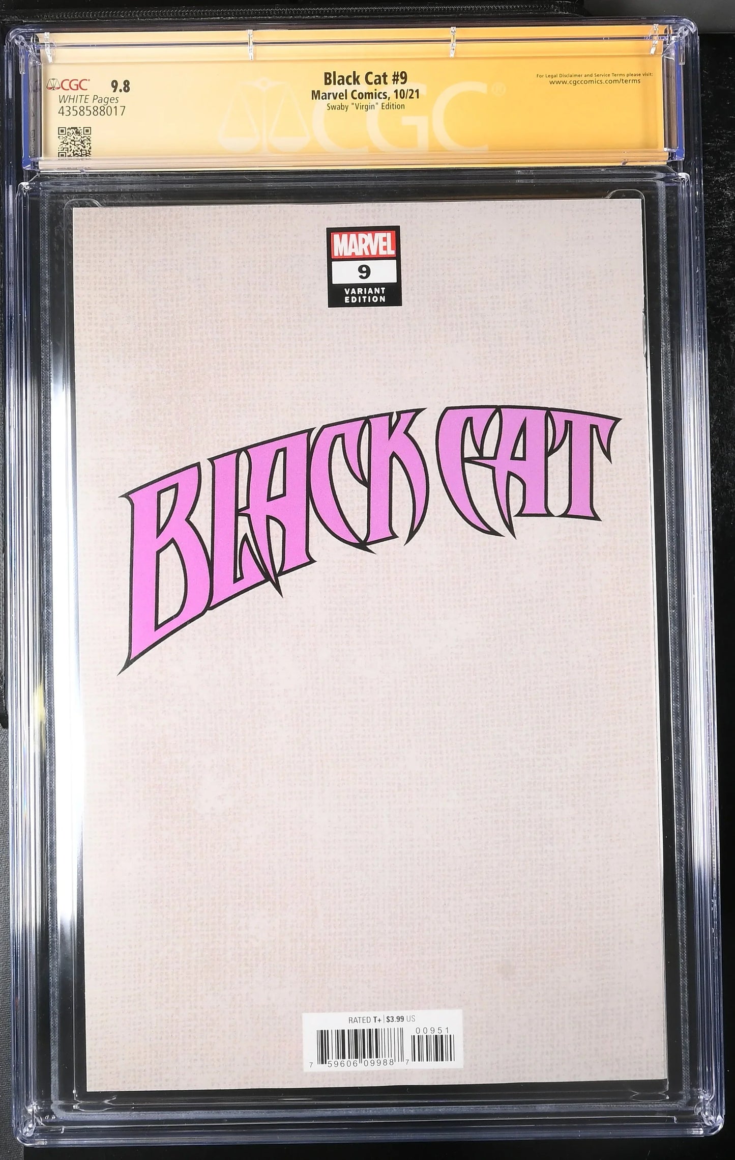 Black Cat #9 Joshua "Sway" Swaby Virgin Variant Edition CGC Signature Series 9.8