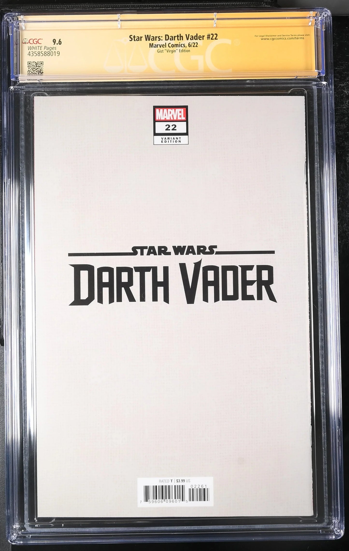 Star Wars: Darth Vader #22 E.M. Gist Virgin Variant Edition - CGC Signature Series 9.6