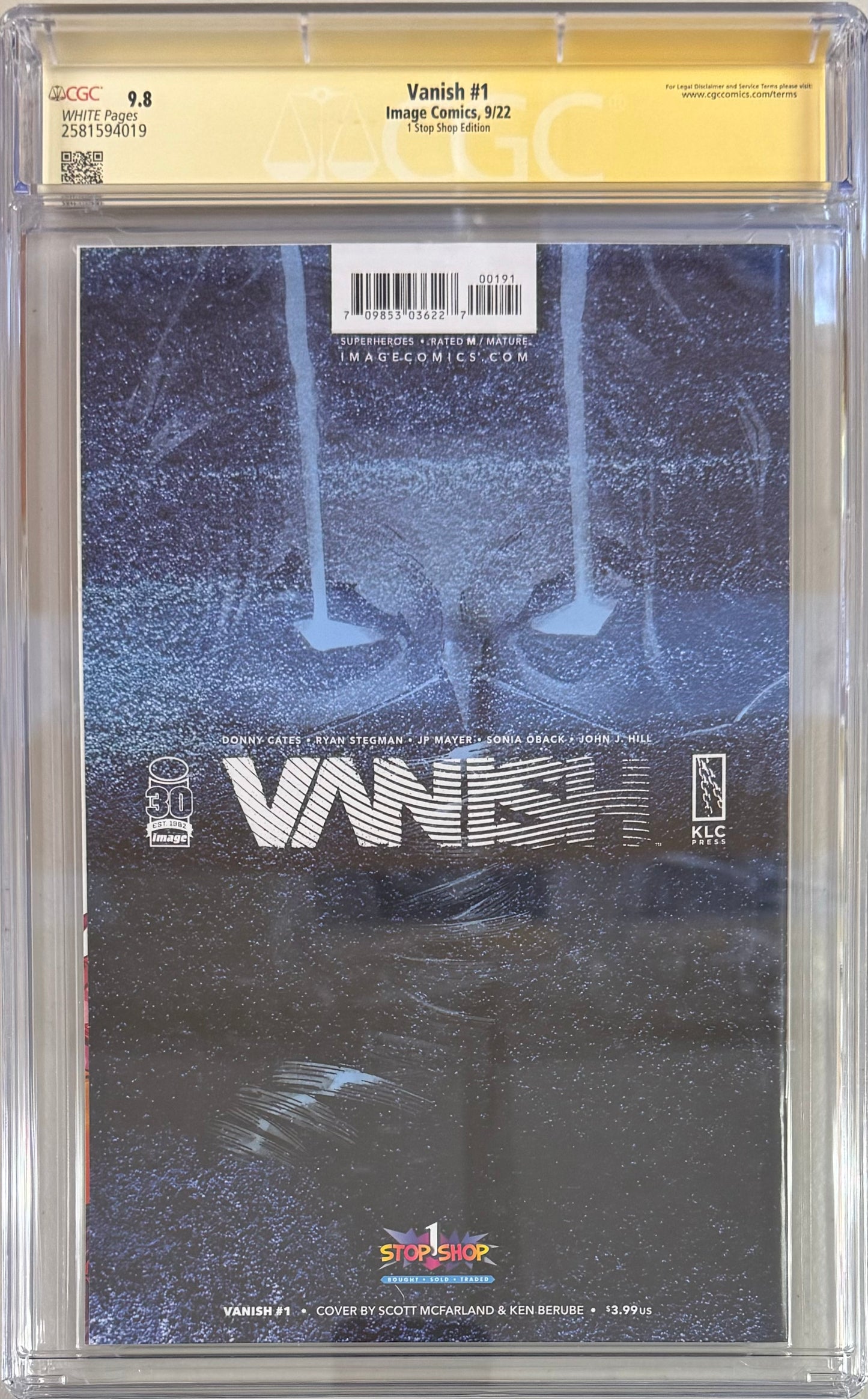 Vanish #1 Scott McFarland & Ken Berube Exclusive Variant CGC Signature Series 9.8