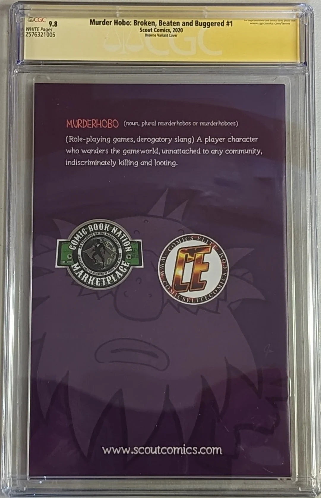 Murder Hobo: Broken, Beaten and Buggered #1 Browne Variant Cover - CGC Signature Series 9.8