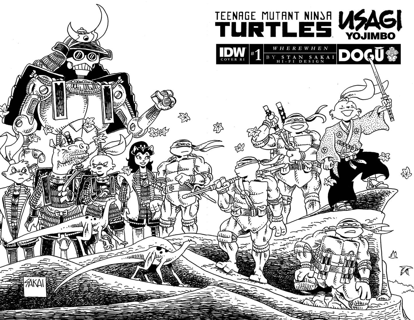 TMNT Usagi Yojimbo Wherewhen #1 Cvr E 25 Copy Incv Sakai B&W (04/12/2023)