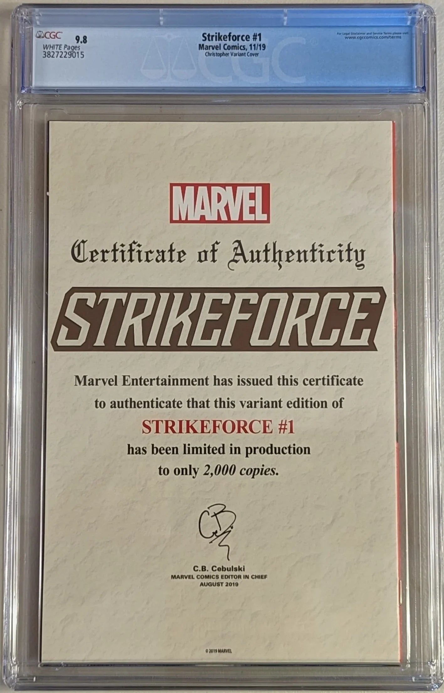 Strikeforce #1 Christopher Variant Cover - CGC Graded 9.8