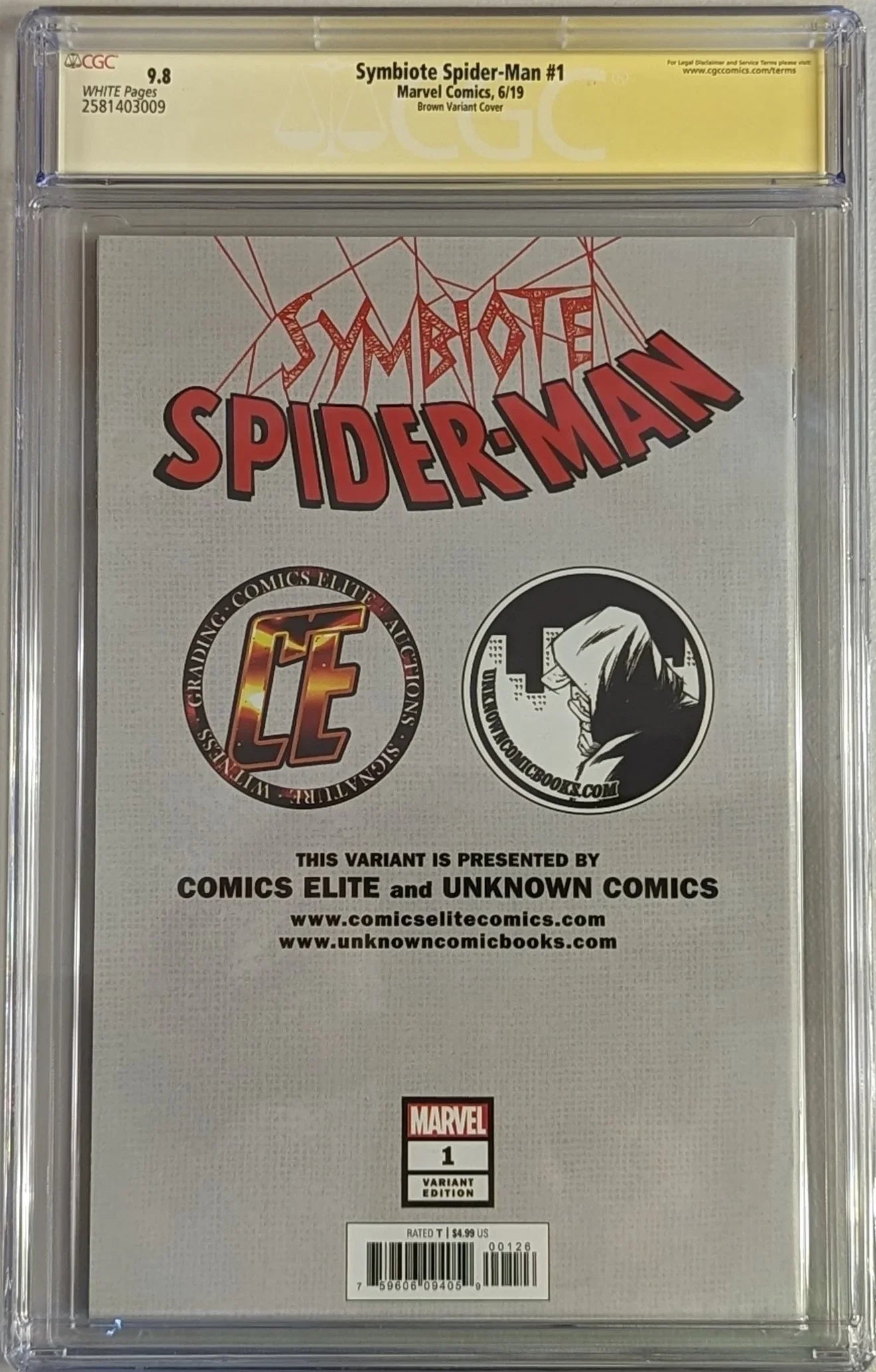 Symbiote Spider-Man #1 Brown Variant Cover - CGC Signature Series 9.8