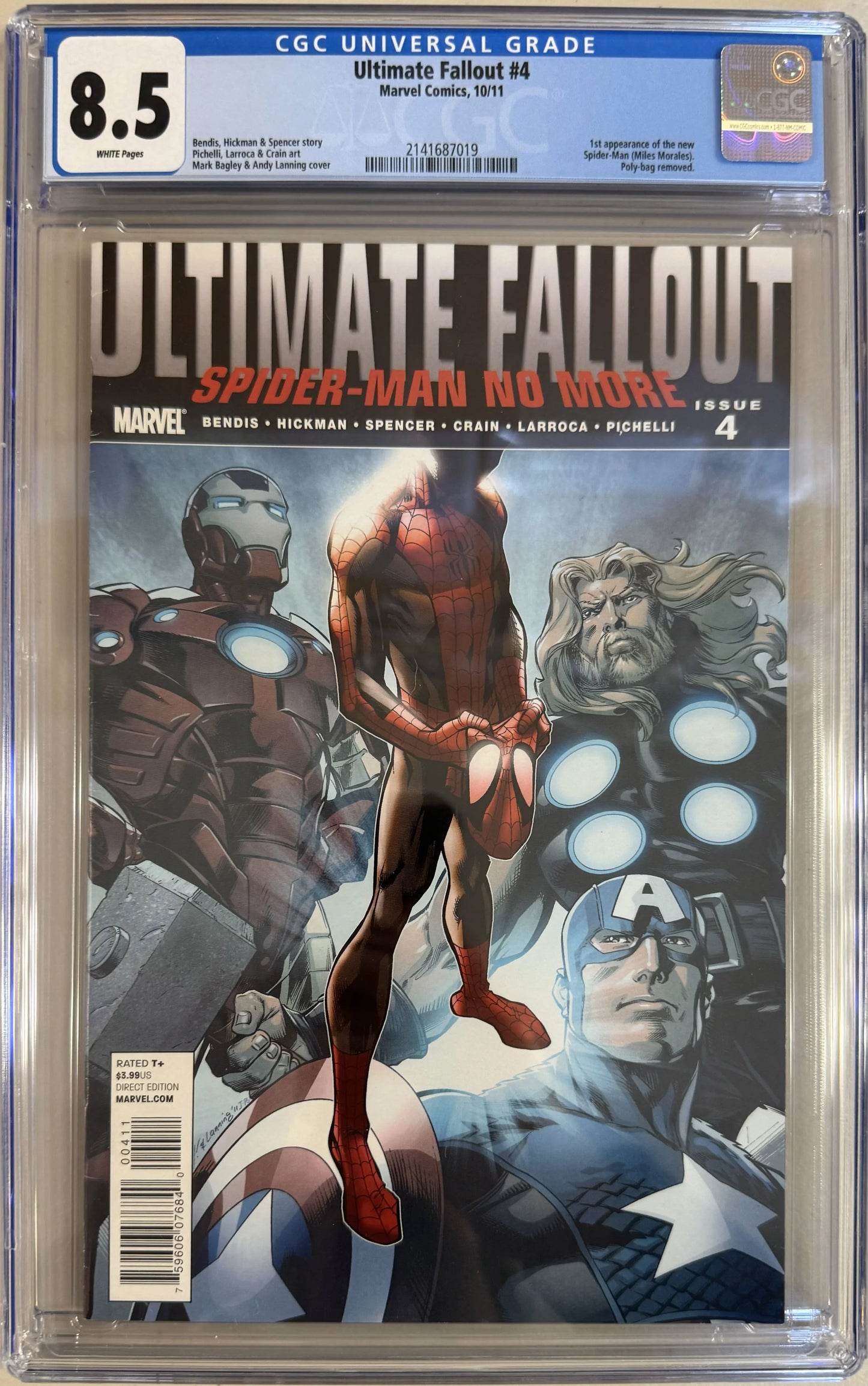 Ultimate Fallout #4 - 1st Printing - 1st App. Miles Morales - CGC Graded 8.5
