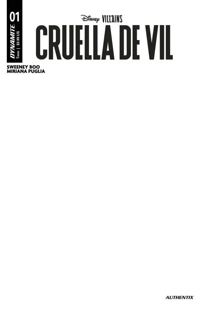 Disney Villains Cruella De Vil #1 Cover E Blank Authentix