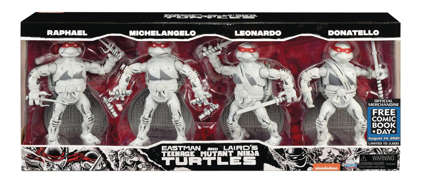 The One Stop Shop Comics & Games FCBD 2021 Tmnt Ninja Elite Series PX B&W AF 4Pk Set PLAYMATES