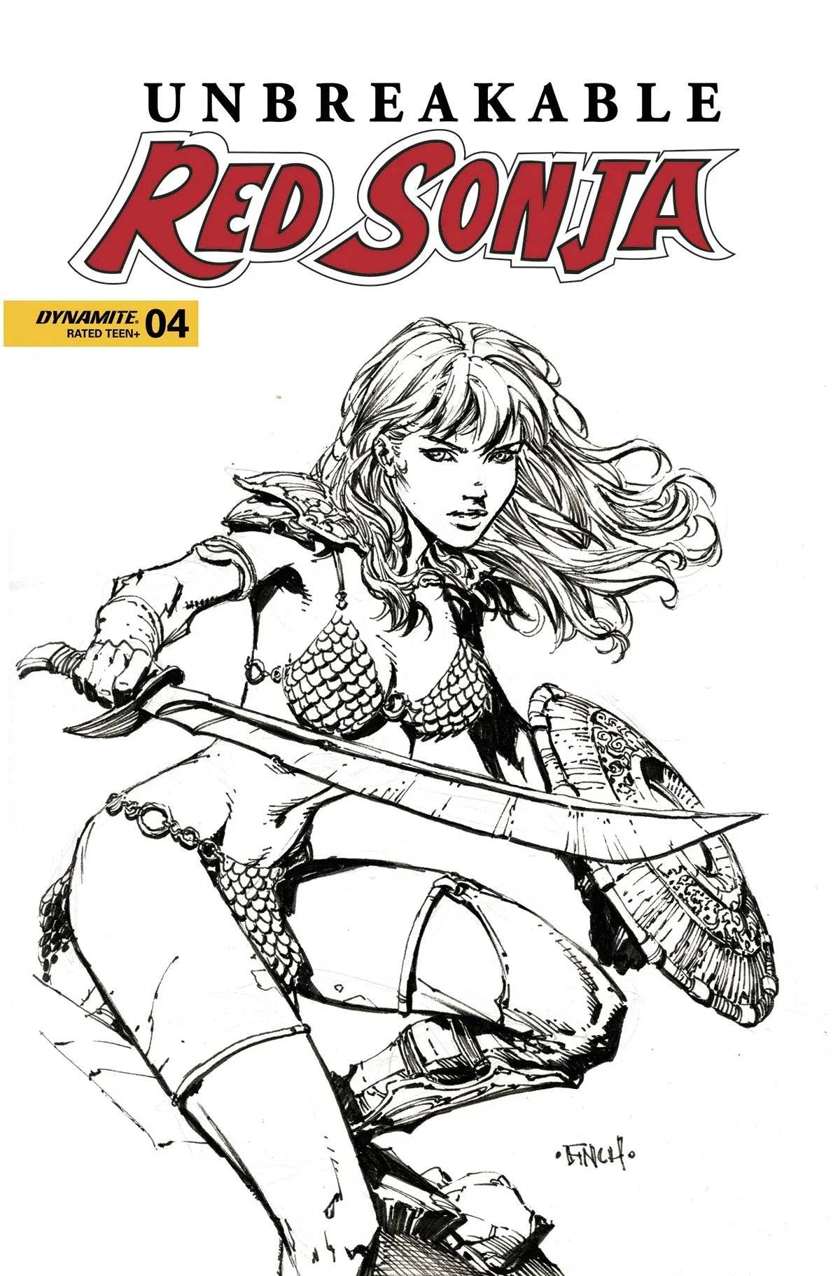 Unbreakable Red Sonja #4 Cvr D Finch B&W (03/01/2023)