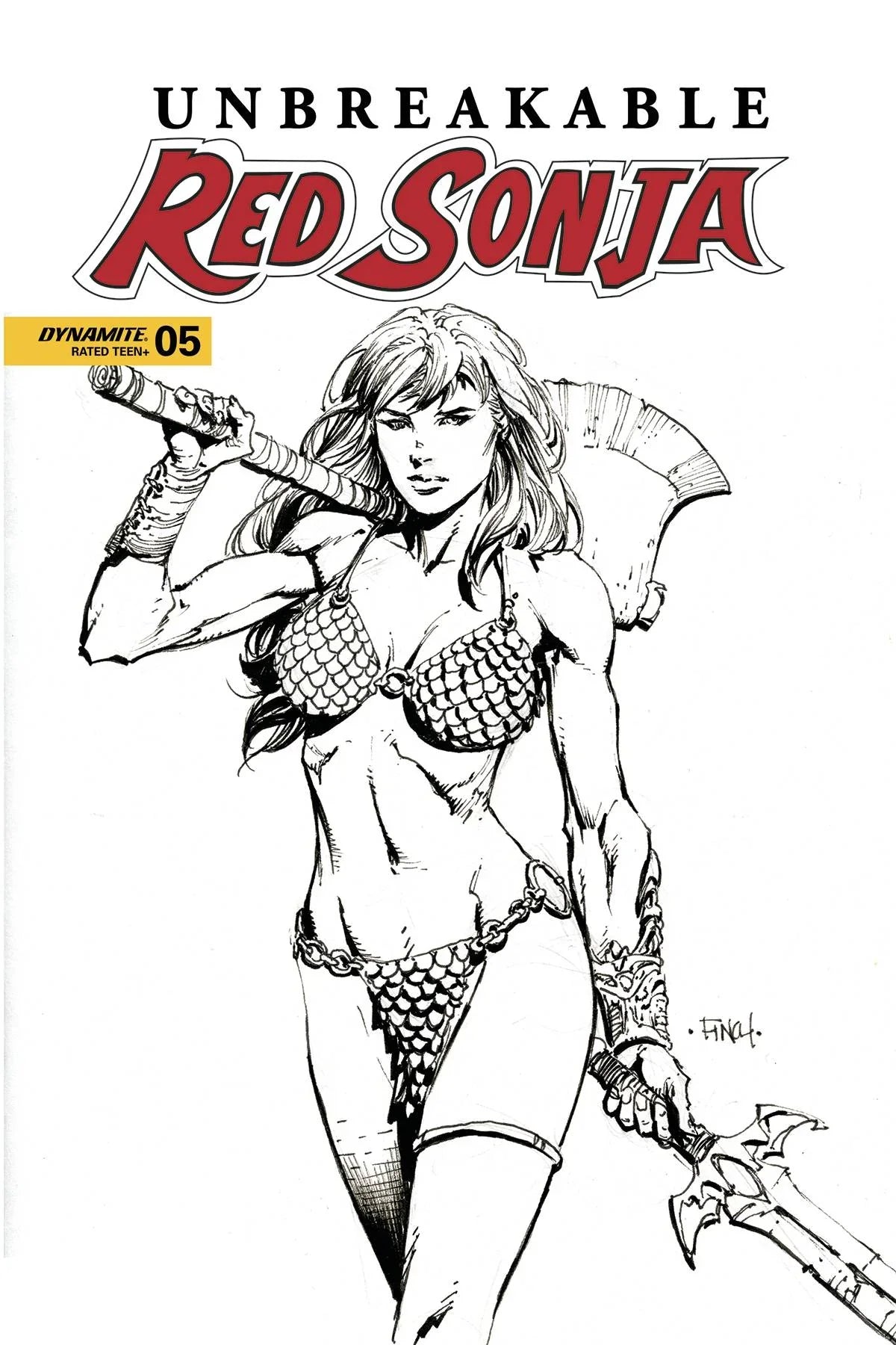 Unbreakable Red Sonja #5 Cvr D Finch B&W (03/29/2023)