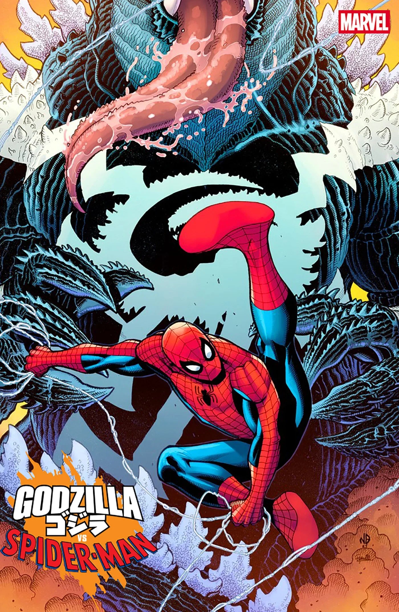 Godzilla vs. Spider-Man #1 Nick Bradshaw Venomized Godzilla Variant