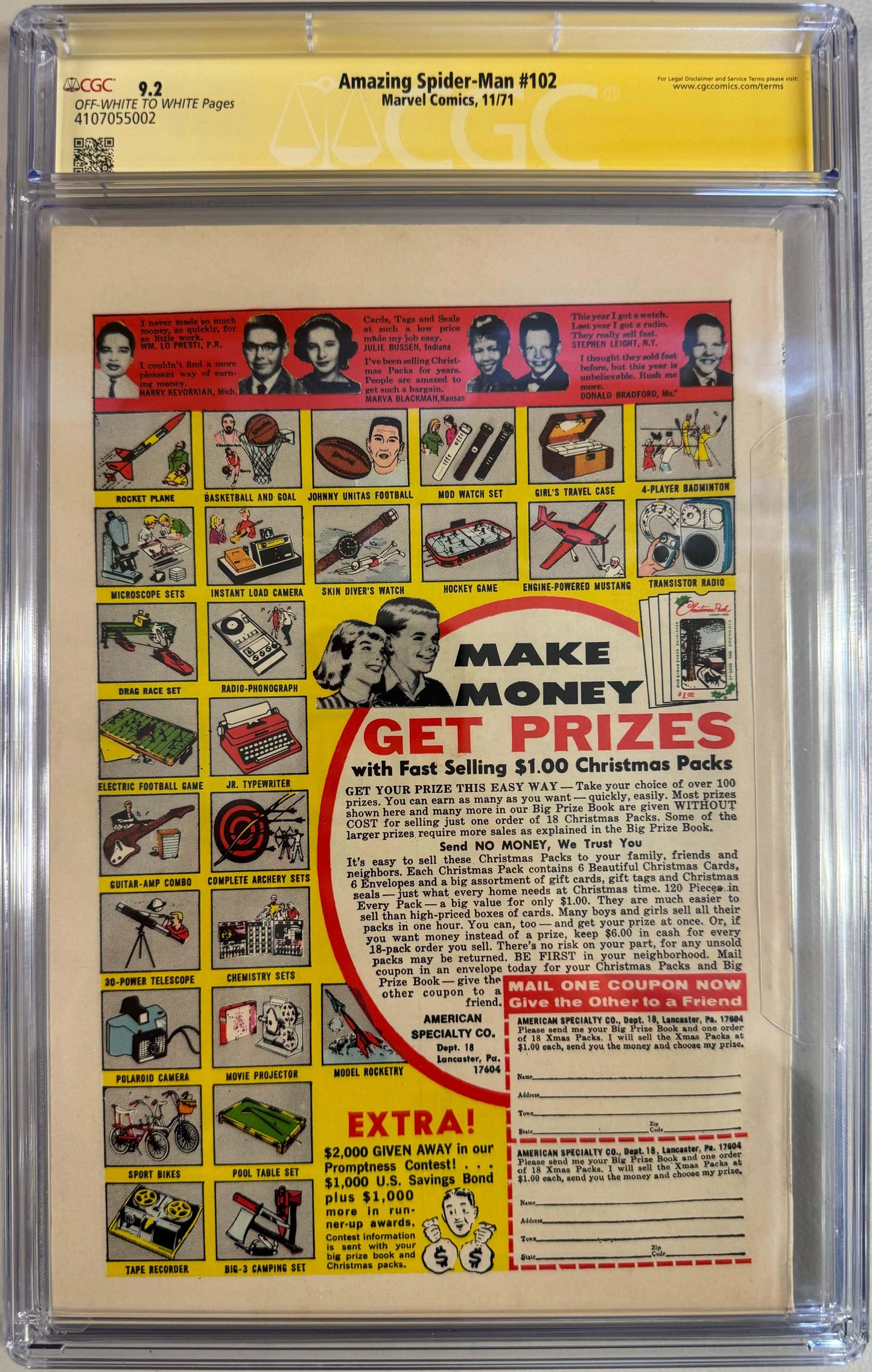 Amazing Spider-Man #102 - CGC Signature Series 9.2