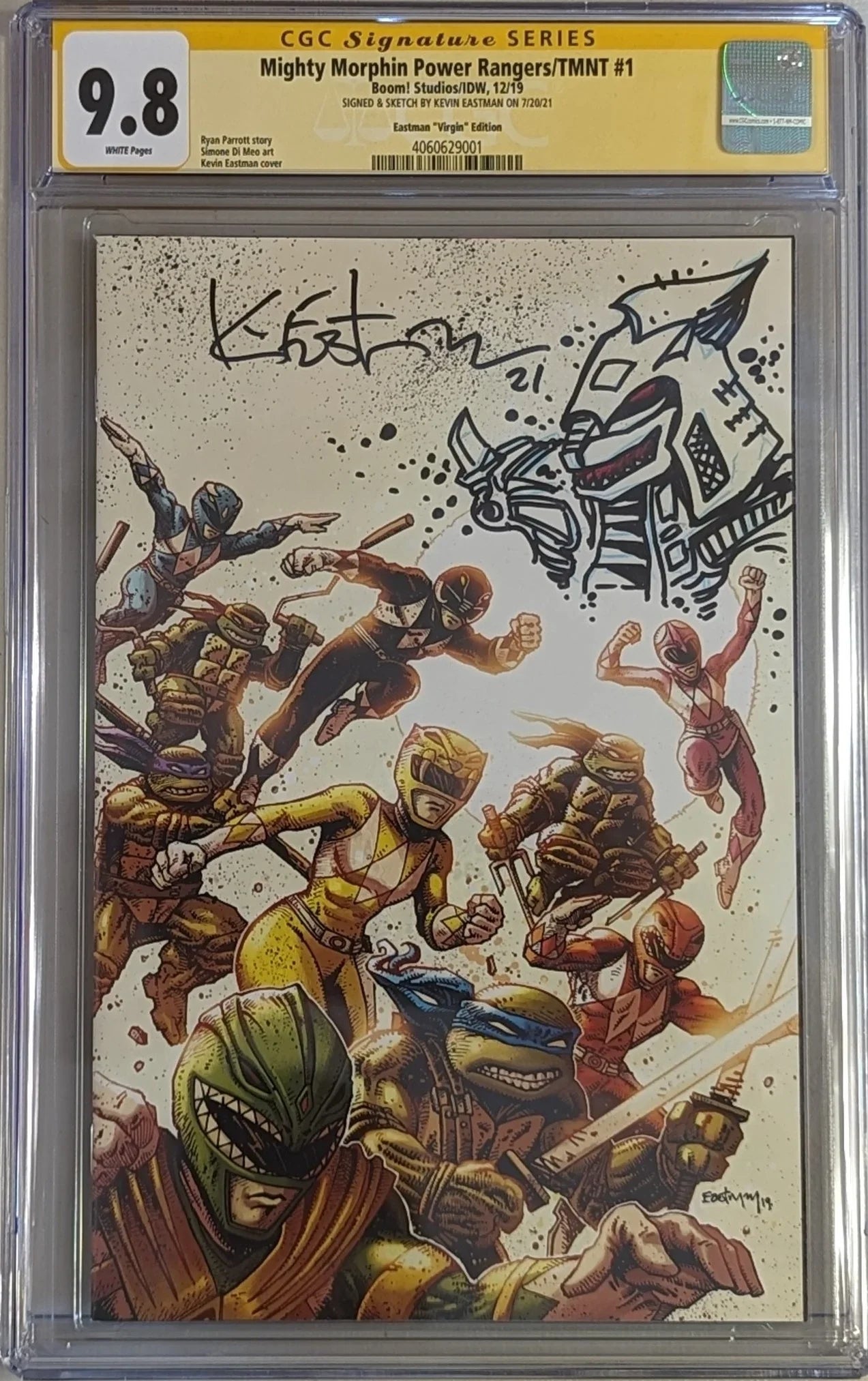 Mighty Morphin Power Rangers/TMNT #1 Eastman ""Virgin"" Edition - CGC Signature Series 9.8