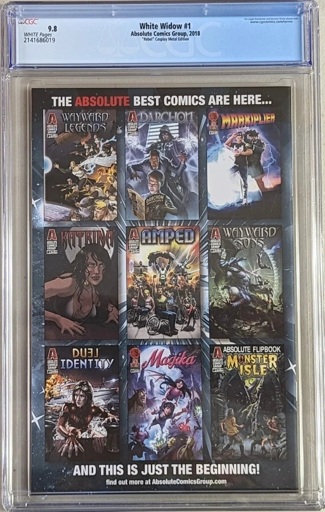 White Widow #1 ""Rebel"" Cosplay Metal Edition - CGC Graded 9.8