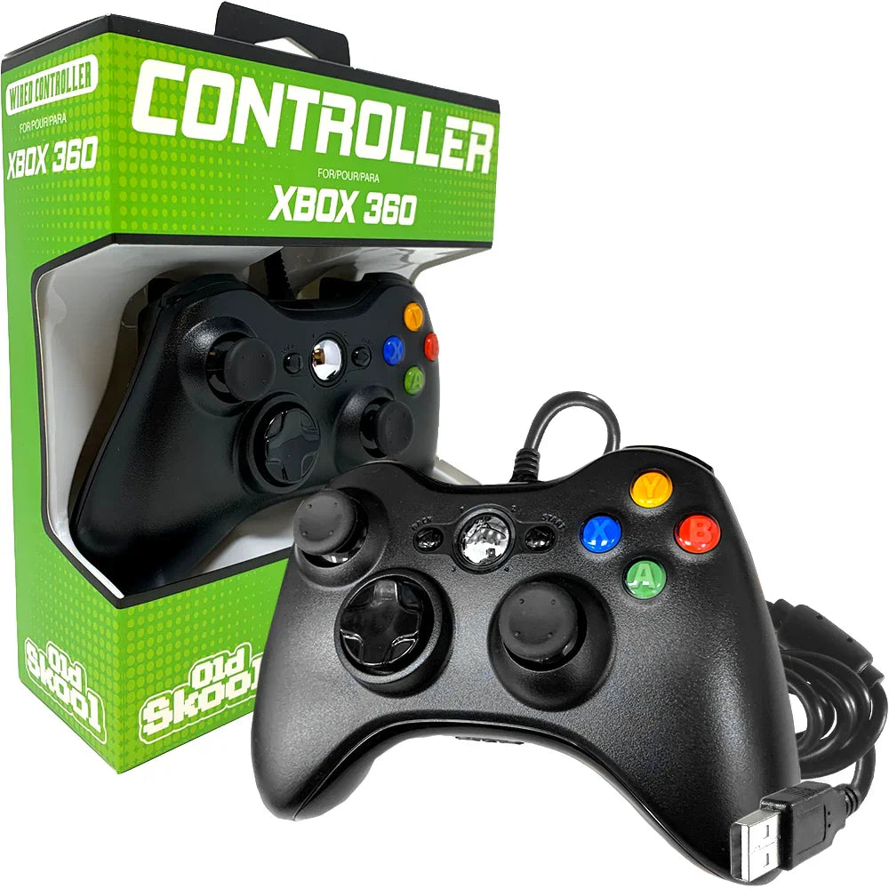 Old Skool Black Wired USB Controller for PC & XBOX 360