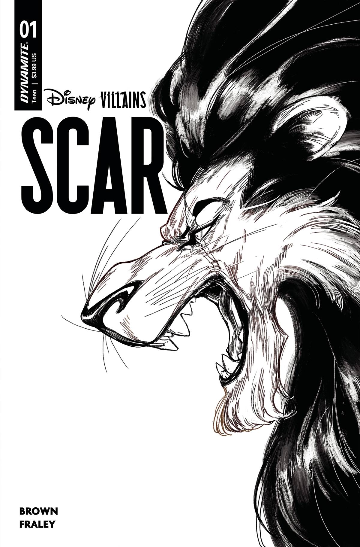 Disney Villains Scar #1 - Cvr I 1:15 Incv Lindsay B&W (4/5/23)