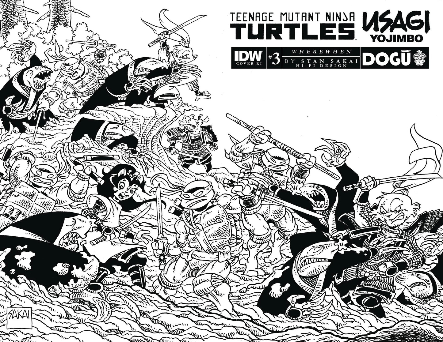 Tmnt Usagi Yojimbo Wherewhen #3 Cvr D 25 Copy Incv B&W Sakai (05/24/2023)